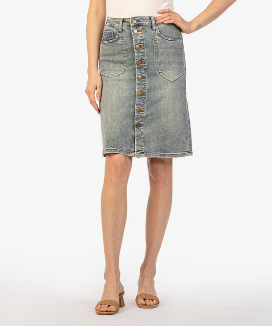 KUT from the Kloth - Rose Button From Denim Skirt