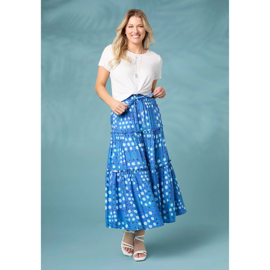 Verbena Dot Print Tiered Skirt