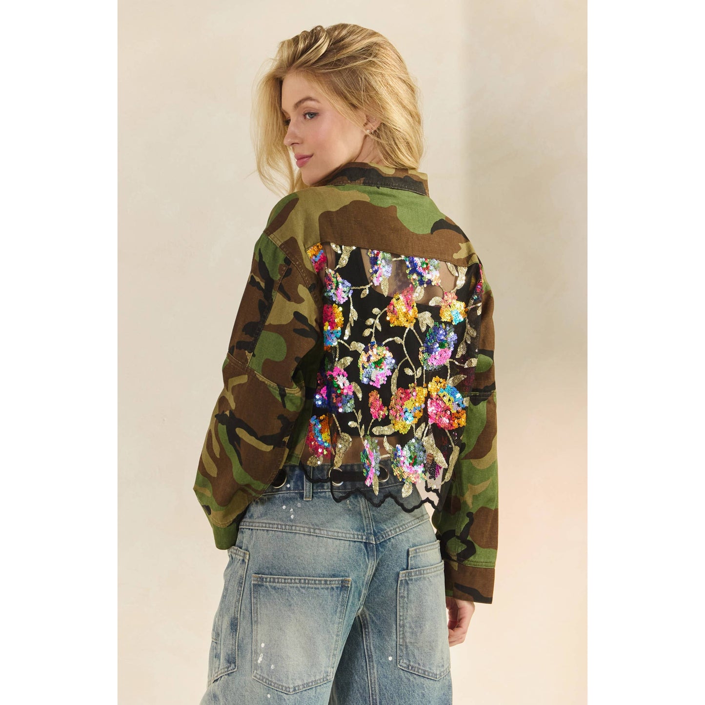 Sequin Bloom Camo Jacket