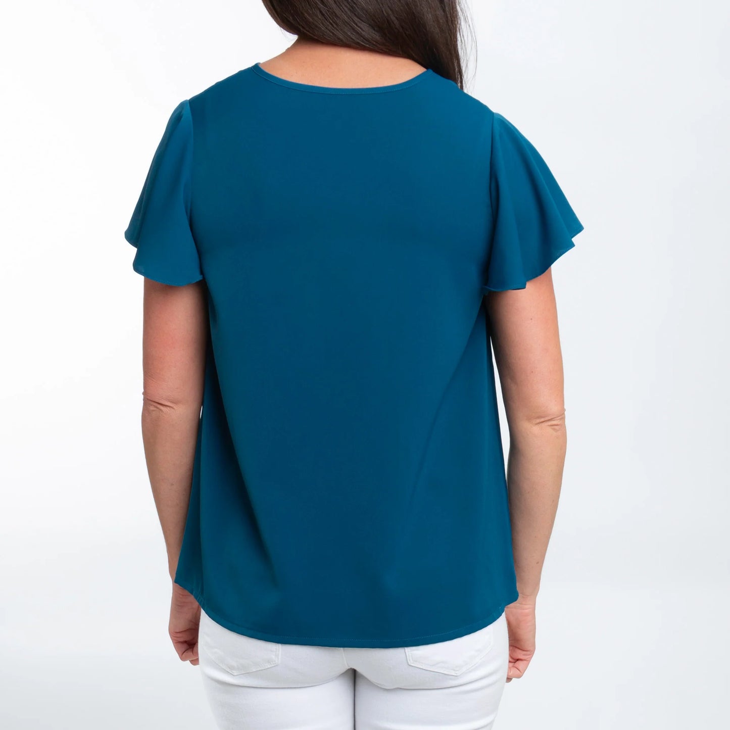 Amal Flutter Short Sleeve V Neck Blouse