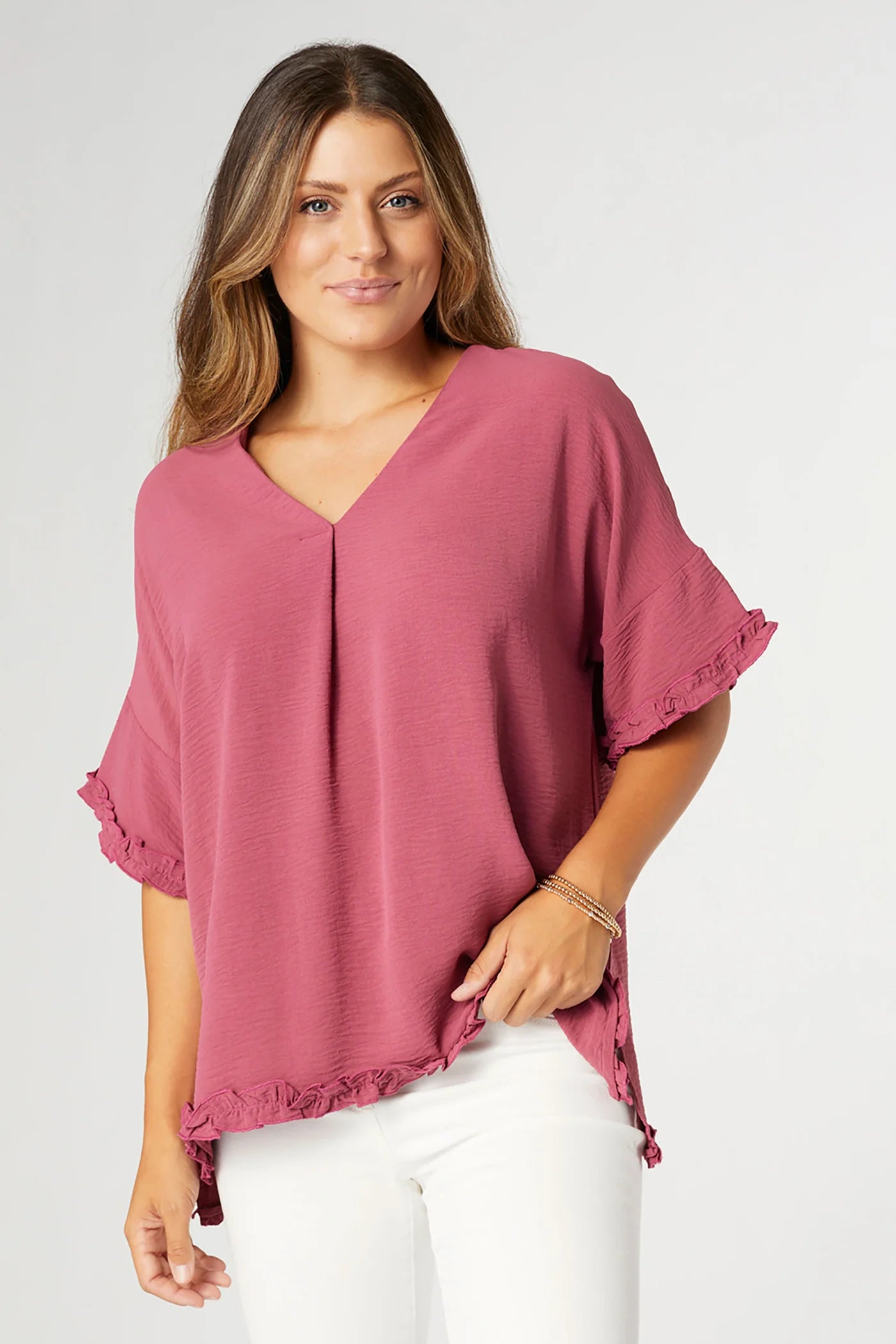 Aspen Flowy Ruffle Edge Top