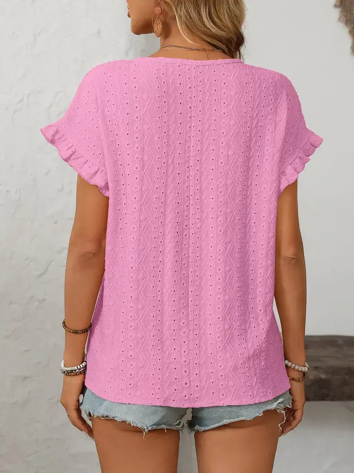 Hollow-Out Short-Sleeve Top