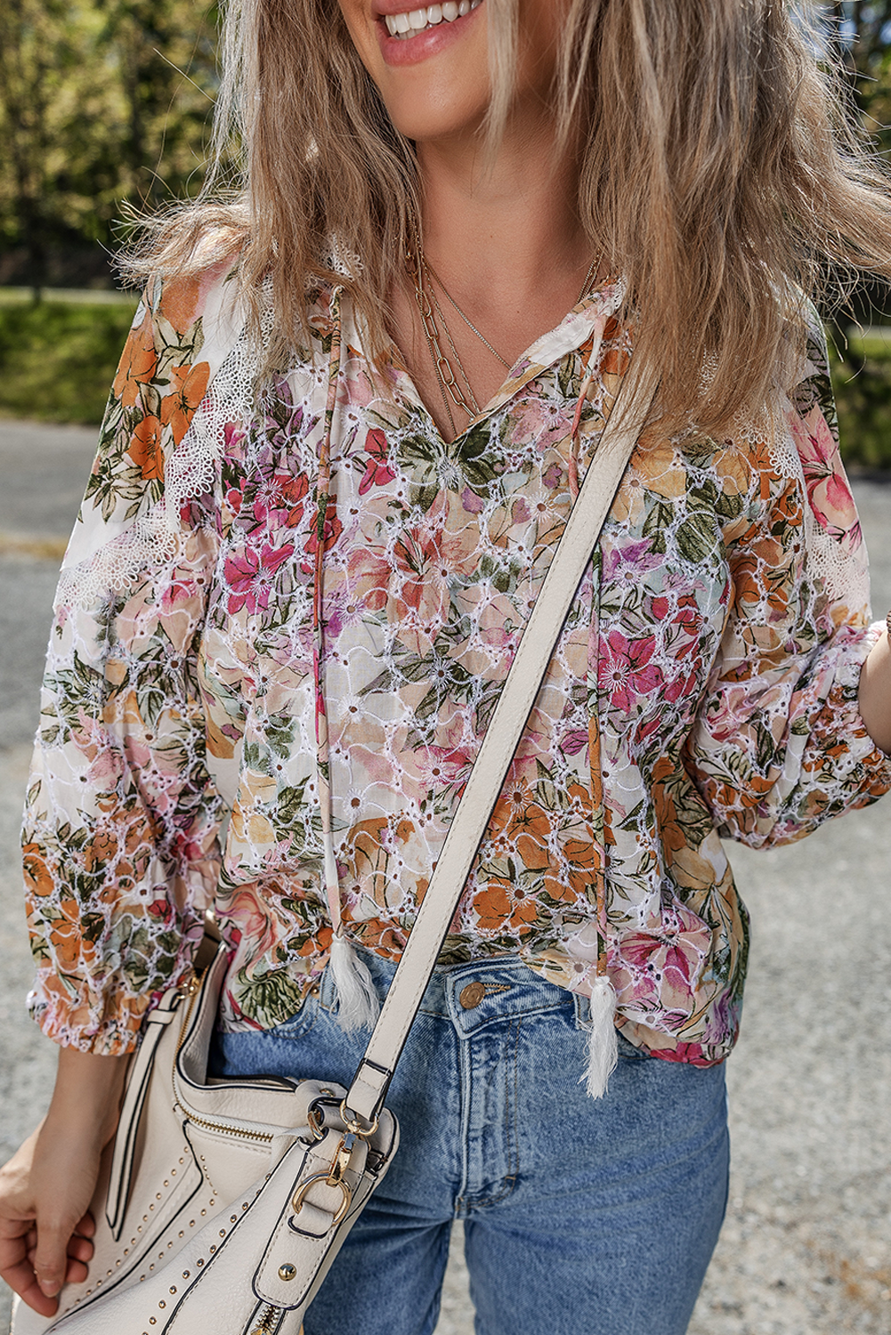 Floral Lace Embroidery Blouse