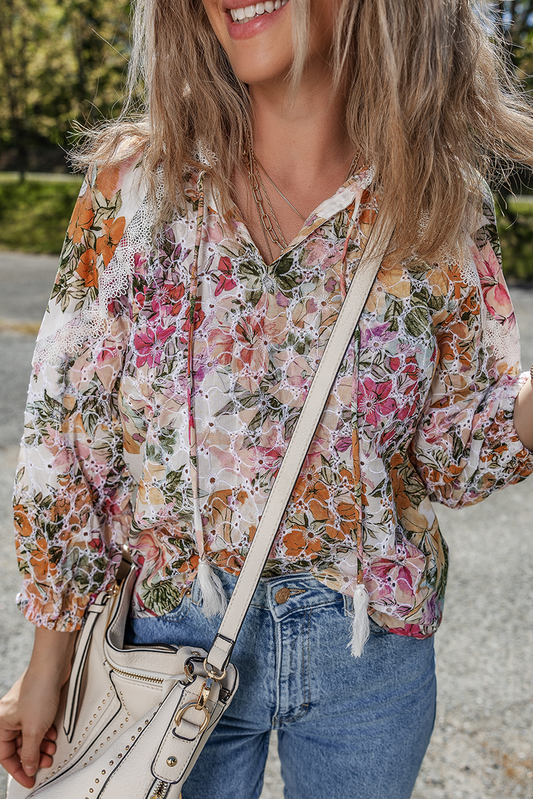 Floral Lace Embroidery Blouse