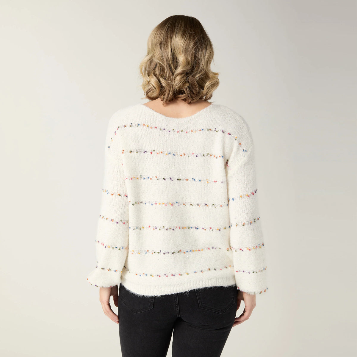 Bonnie Sequin Mini-Pom Boatneck Sweater