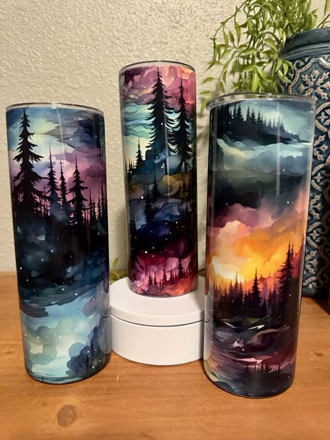 Northern Lights Collection - Alcohol Ink 20oz Skinny Tumbler
