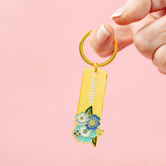 Enamel Floral Keychain - Mama