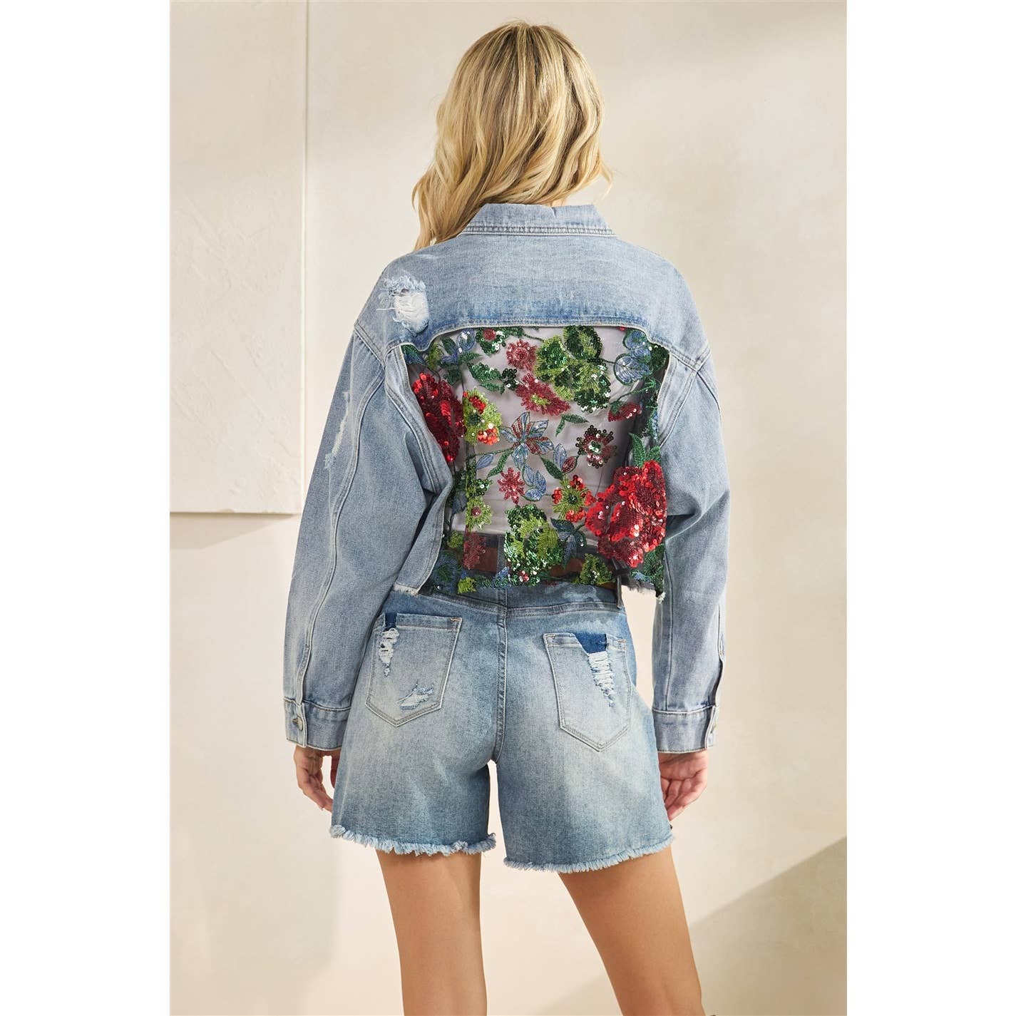 Lace Floral Denim Jacket