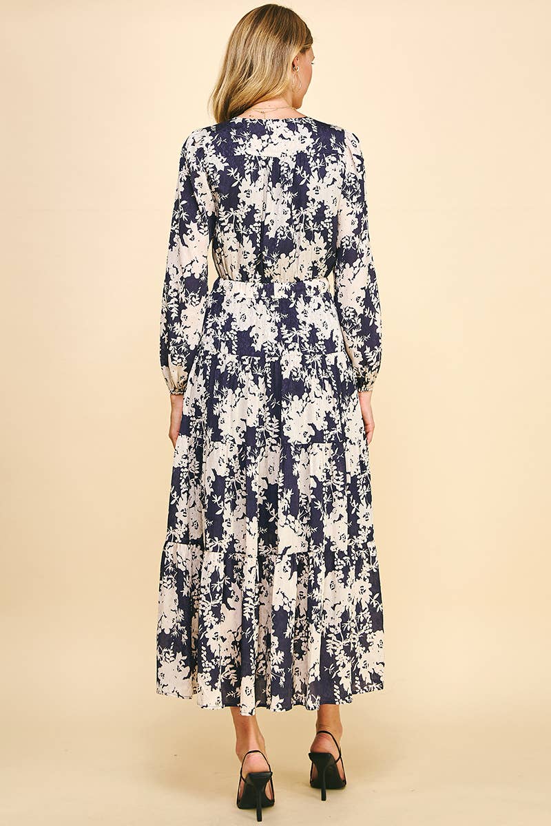 Floral Print Maxi Dress - Deep Violet