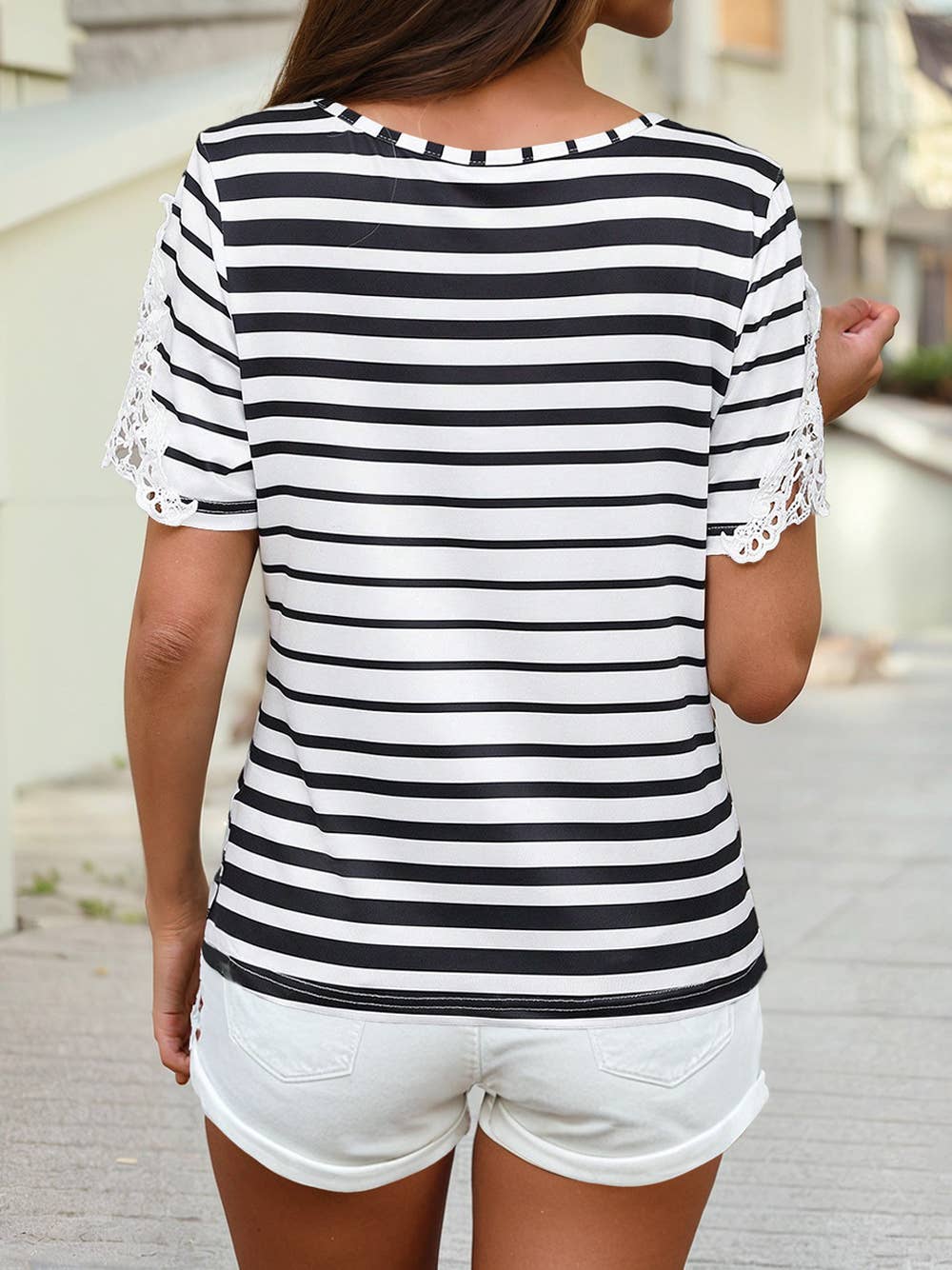 Cross Straps Striped Top