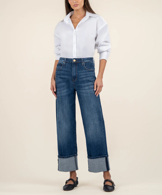 KUT from the Kloth Sienna High Rise Wide Leg with Cuff Bottom