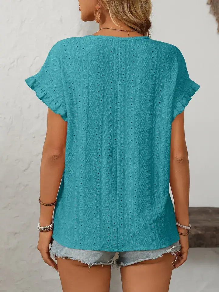 Hollow-Out Short-Sleeve Top