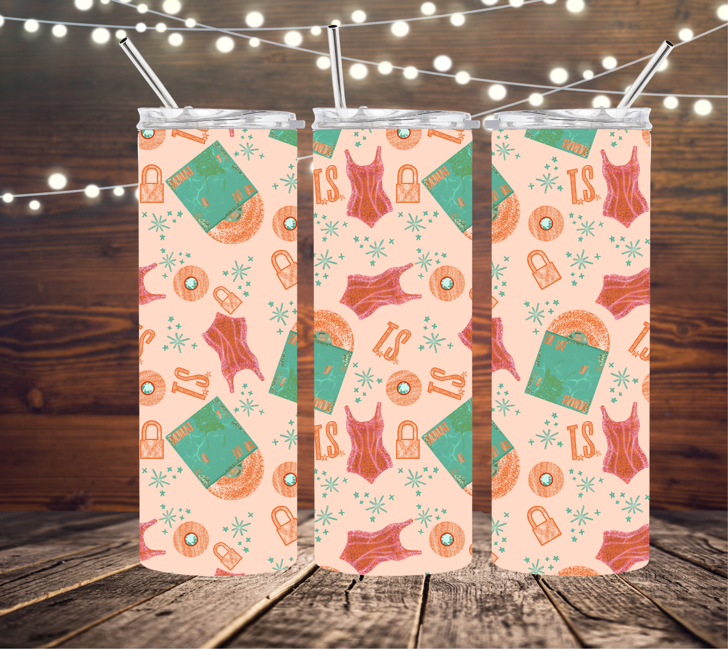 TS Showgirl Collage - Coral 20oz Skinny Tumbler