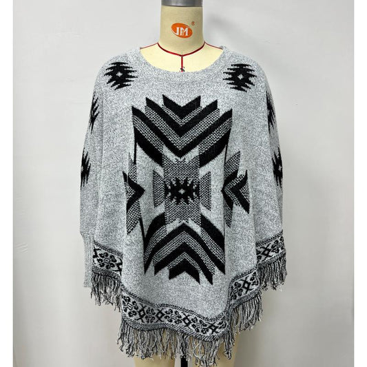 Aztec Fringe Poncho