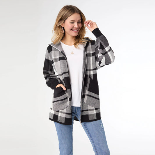 Hawthorn Plaid Hooded Cardigan