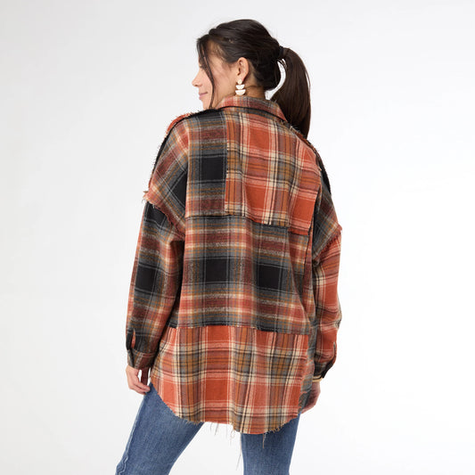 Lizzi Raw Trim Flannel Top