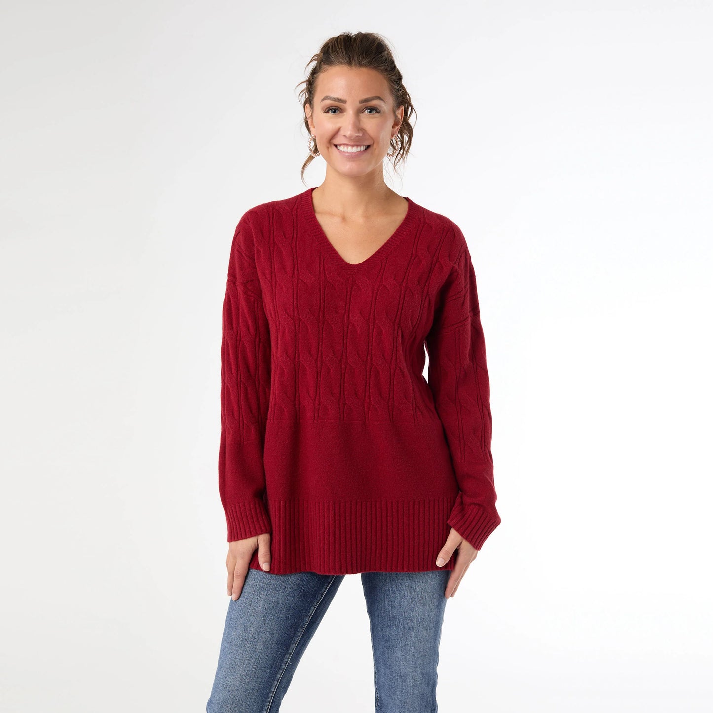 Heavenly Luxe V-Neck Cable Sweater