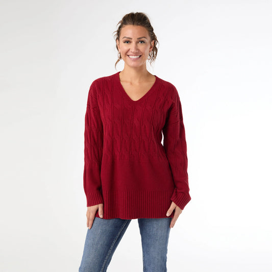Heavenly Luxe V-Neck Cable Sweater