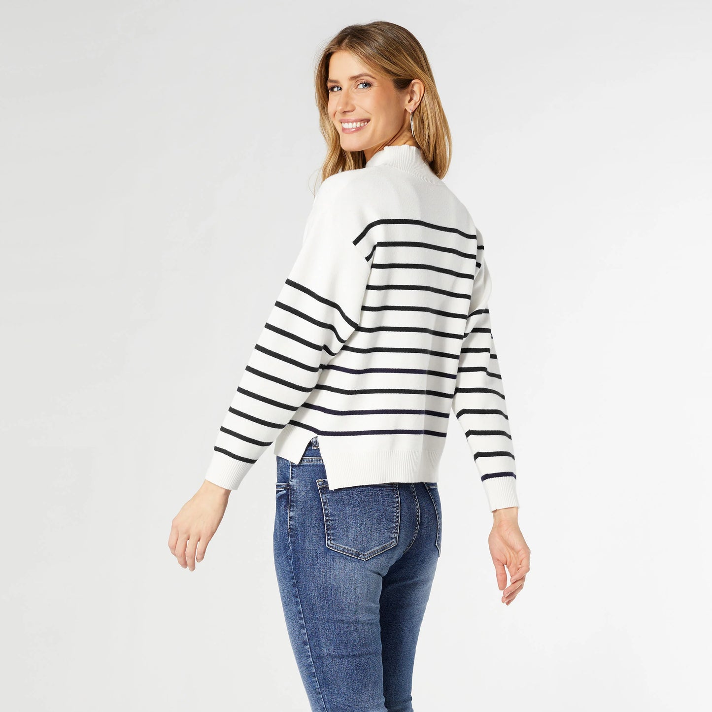 Neve Stripe Mock Neck Sweater