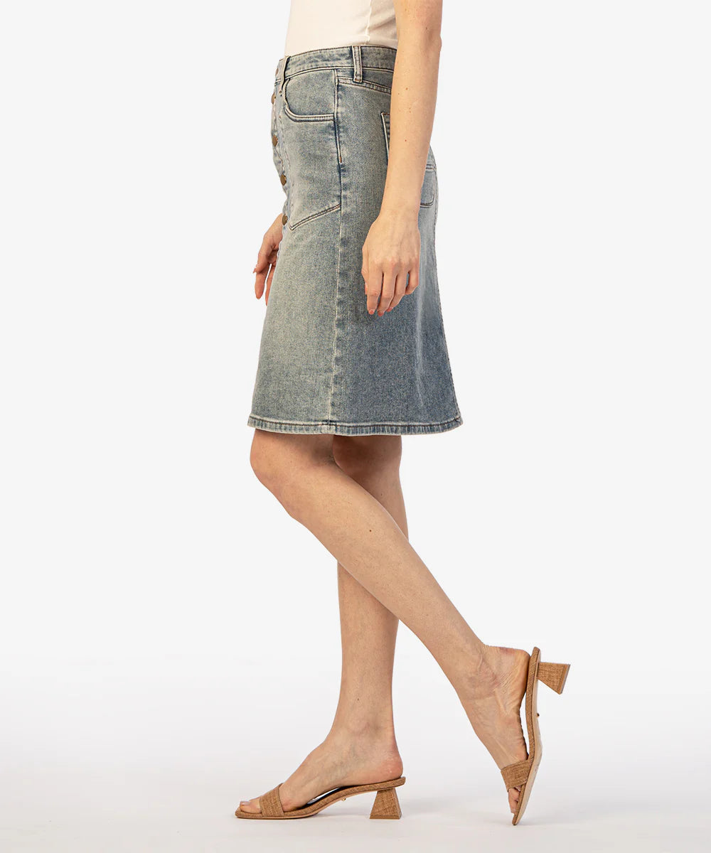 KUT from the Kloth - Rose Button From Denim Skirt