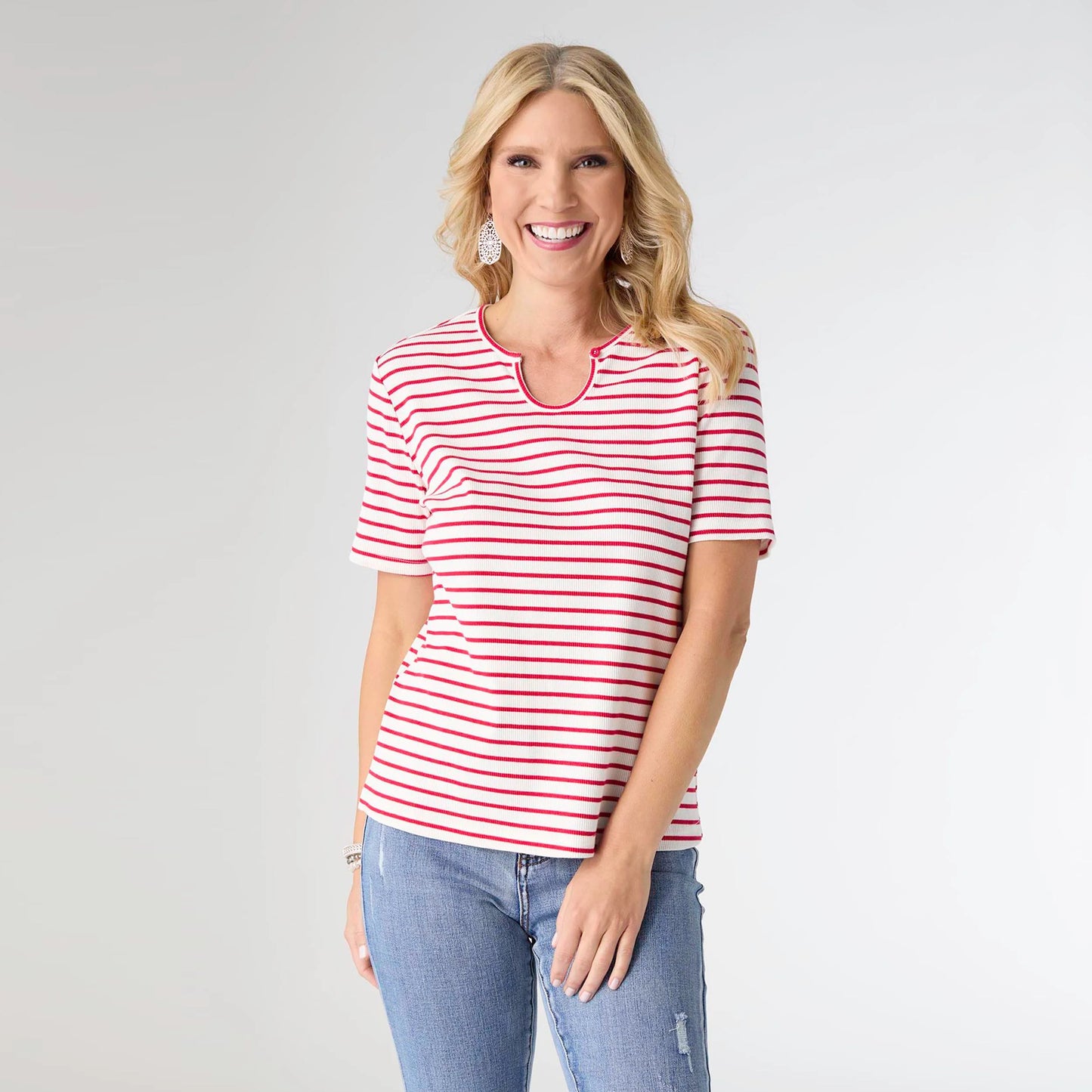 Sara Striped Short Sleeve Top