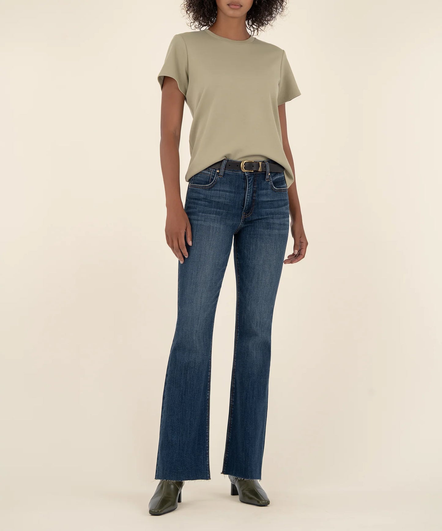 KUT from the Kloth Stella High Rise Flare Raw Hem
