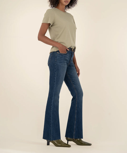 KUT from the Kloth Stella High Rise Flare Raw Hem