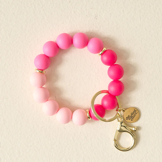 Hands-Free Beaded Keychain Wristlet - Tickled Pink