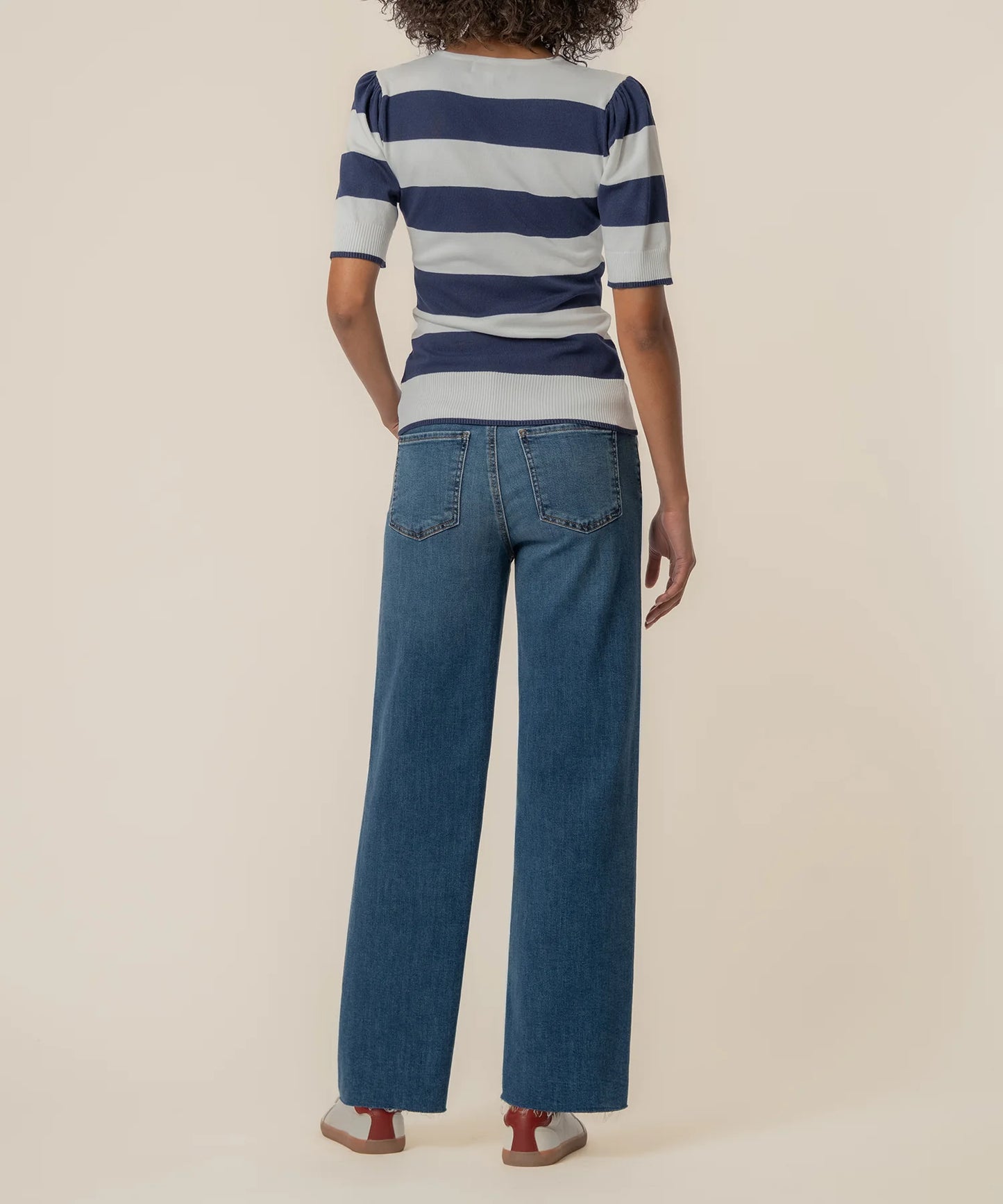 Yona Striped Knit Short Sleeve Sweater