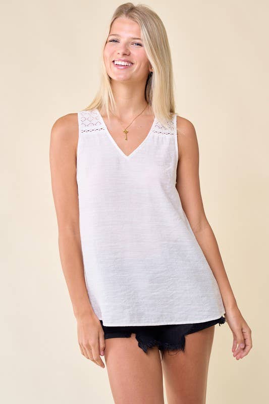 Lace V-neck with Back Button Detail