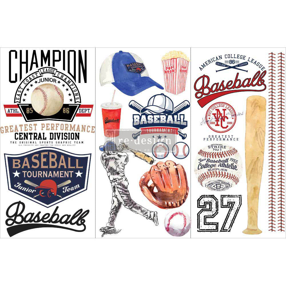 reDesign with Prima Small Decor Transfer - Baseball