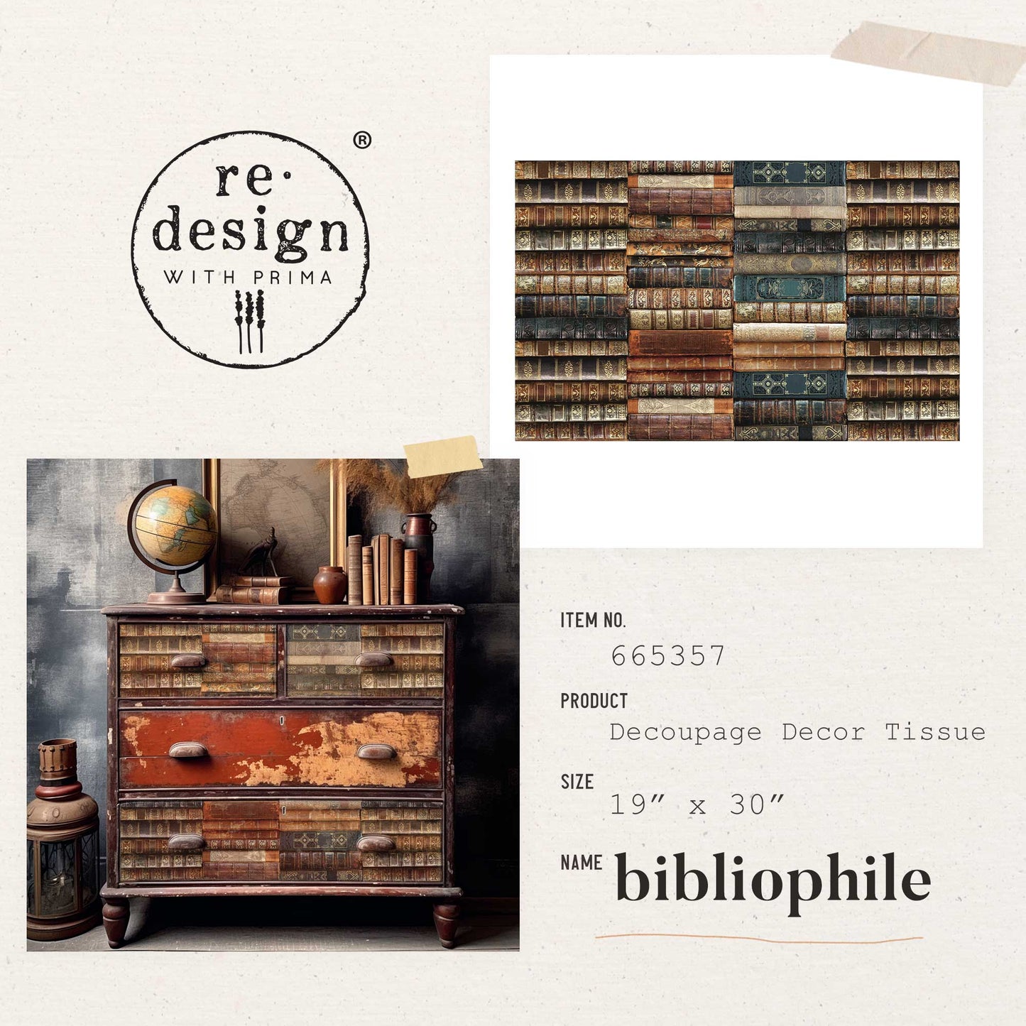 reDesign with Prima Decor Tissue Paper - Bibliophile