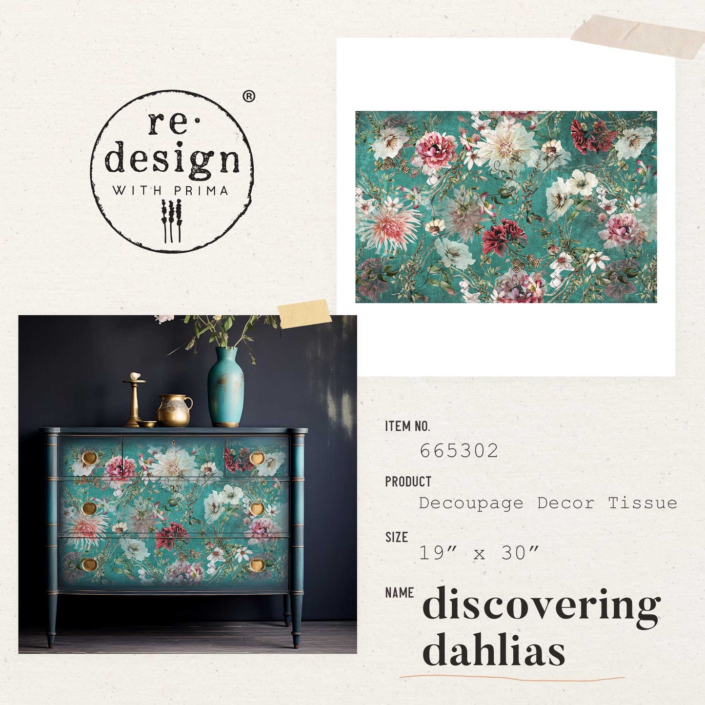reDesign with Prima Decor Tissue Paper - Discovering Dahlias