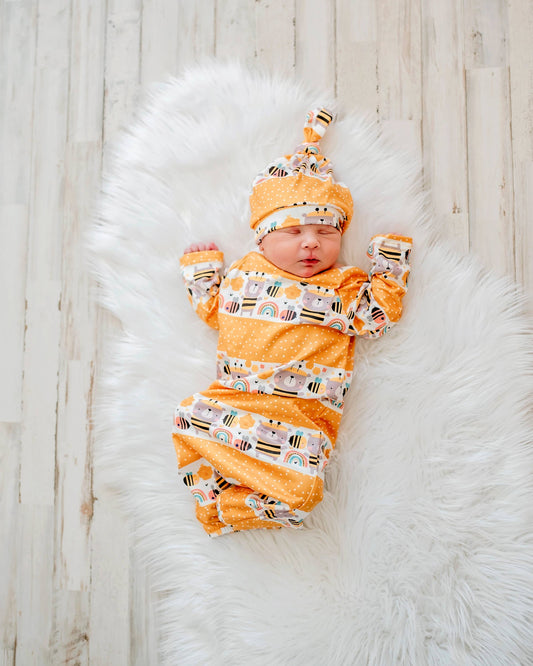 Bee Baby Gown and Hat