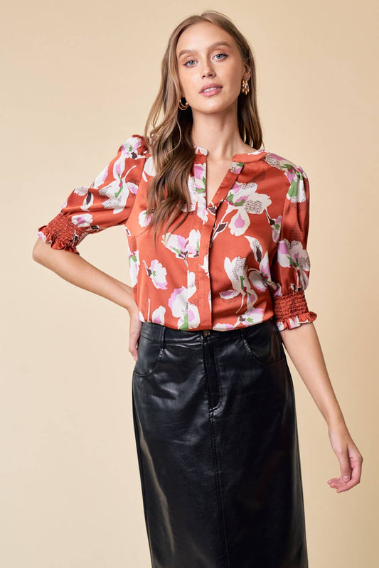 Floral V-Neck Blouse