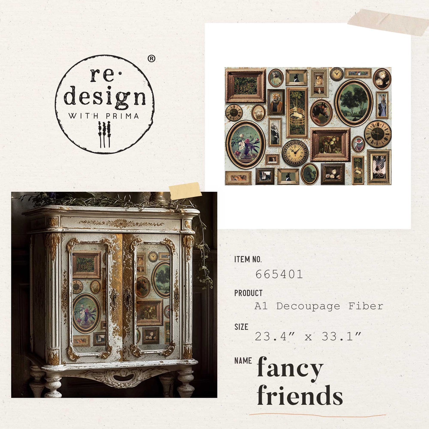 reDesign with Prima Decor A1 Decoupage Fiber Paper - Fancy Friends